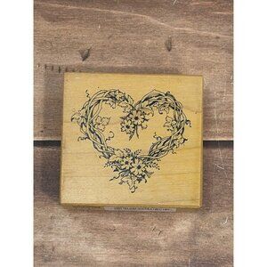 1992 PSX F-057 VINE WREATH HEART WOOD MOUNTED RUBBER STAMP